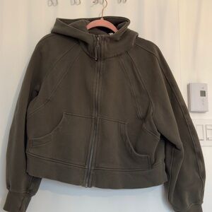 Olive Green Zip-Up Hoodie
